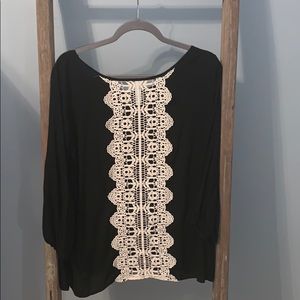Black blouse with lace on back